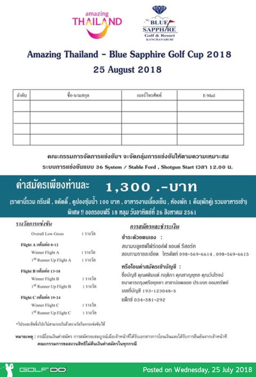Amazing Thailand - Blue Sapphire Golf cup 2018