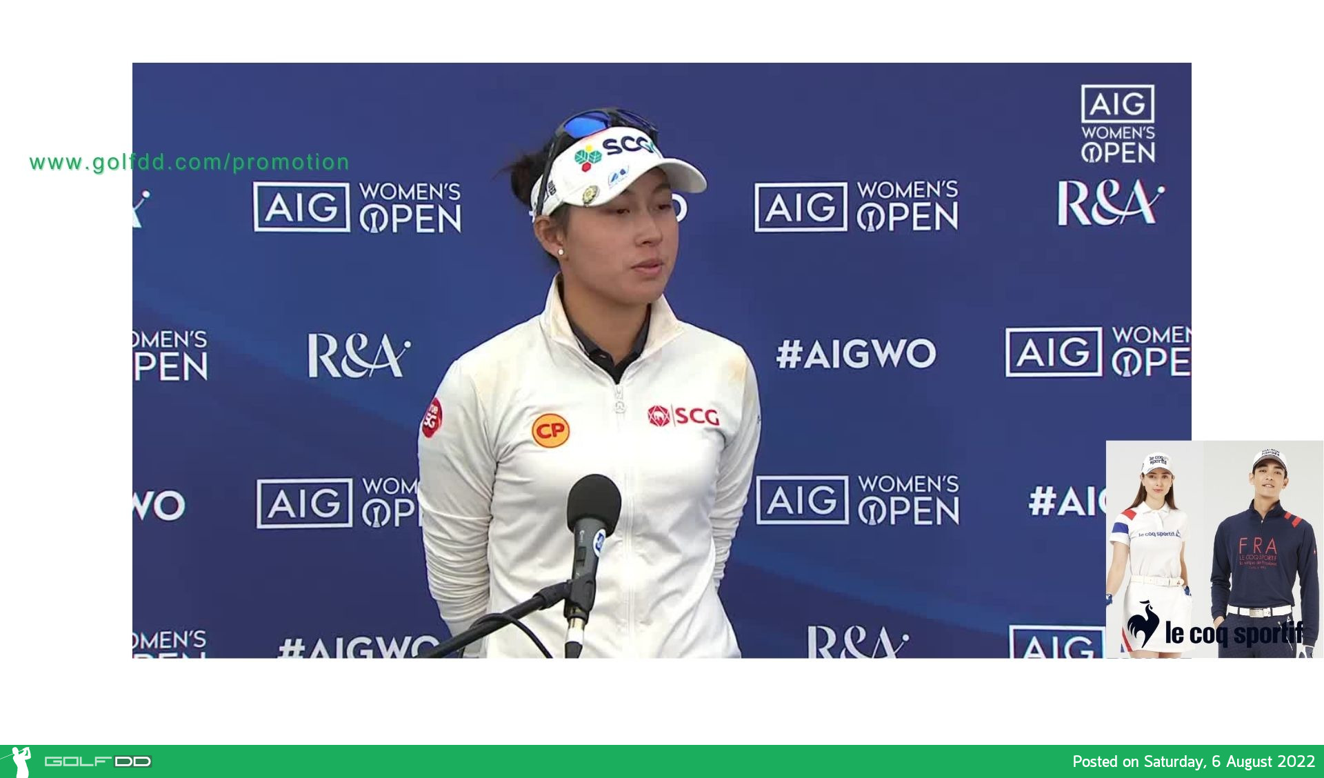 “จีโน" อาฒยา ฐิติกุล ให้สัมภาษณ์หลังจบรอบสองกอล์ฟ AIG Women’s Open ที่สกอตแลนด์ เมื่อวันศุกร์ที่ 5 สิงหาคม 