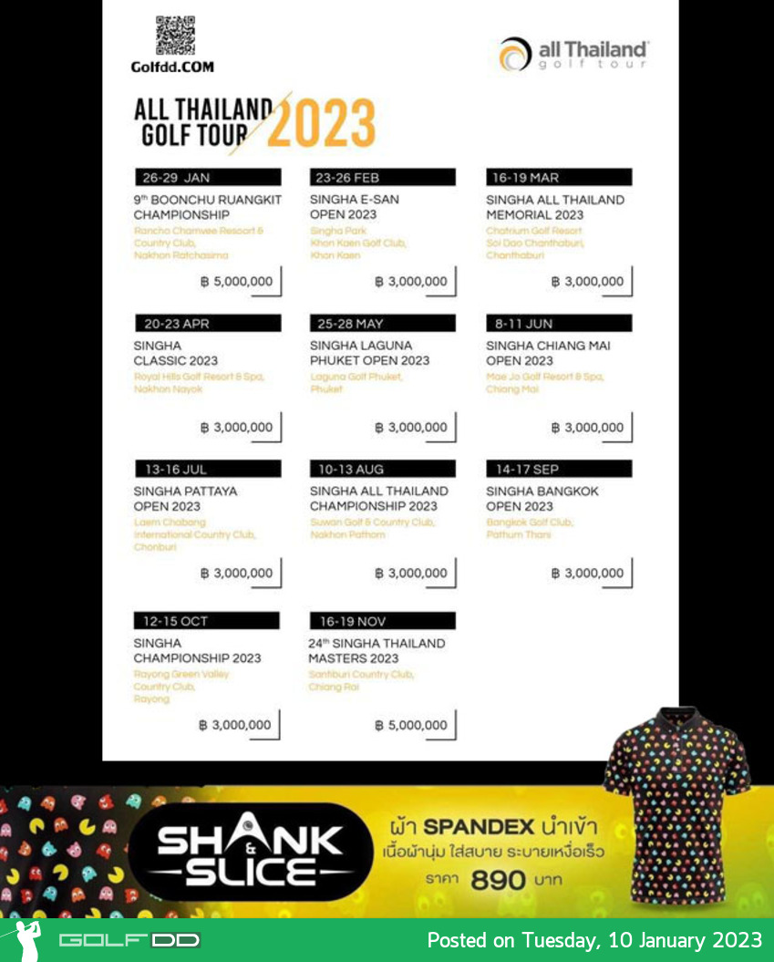 อัพเดตตารางการแข่งขันออลไทยแลนด์กอล์ฟทัวร์ 2023