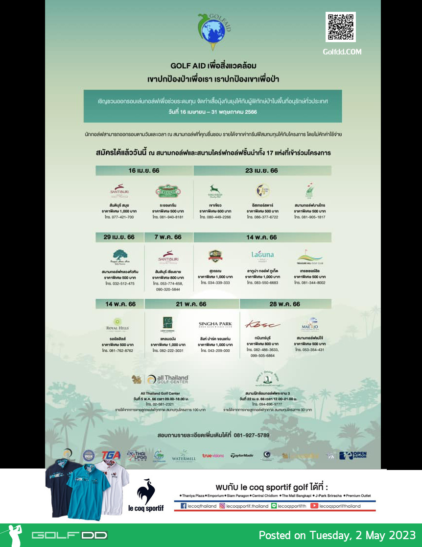 ร่วมการสนับสนุนและช่วยเหลือผ่านกิจกรรมกอล์ฟการกุศล ‘Golf Aid Charity for Environmental Safety’