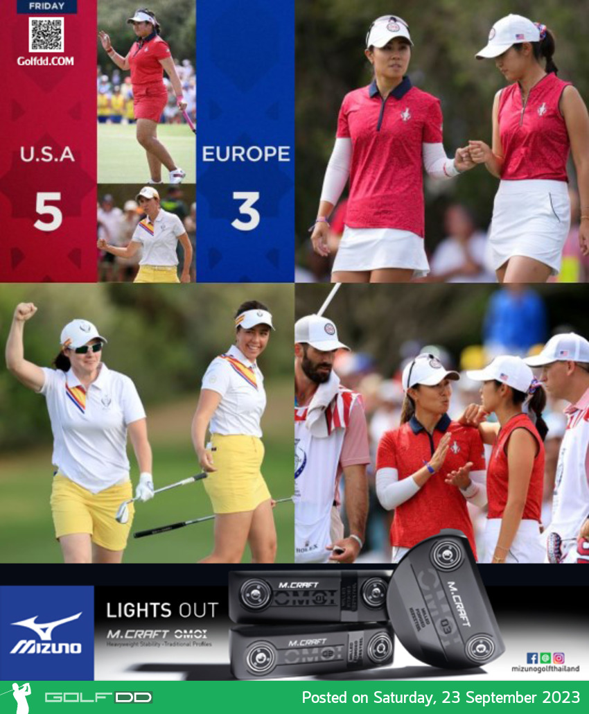ทีมกอล์ฟสาวสหรัฐอเมริกานำยุโรป 5-3 คะแนนวันแรกเปิดรายการ The Solheim Cup 