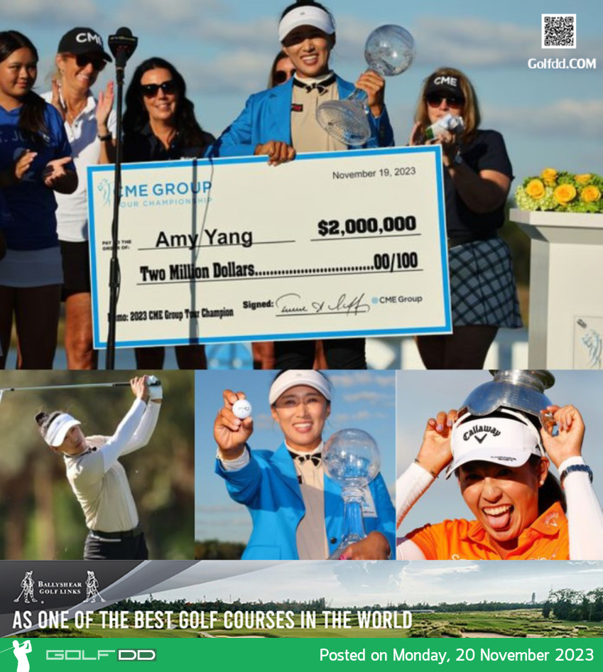 เอมี ยาง คว้าแชมป์ รายการ CME Group Tour Championship หลังนำห่างที่สองร่วม 3 สโตรก เมื่อวันอาทิตย์ที่ 19 พฤศจิกายน