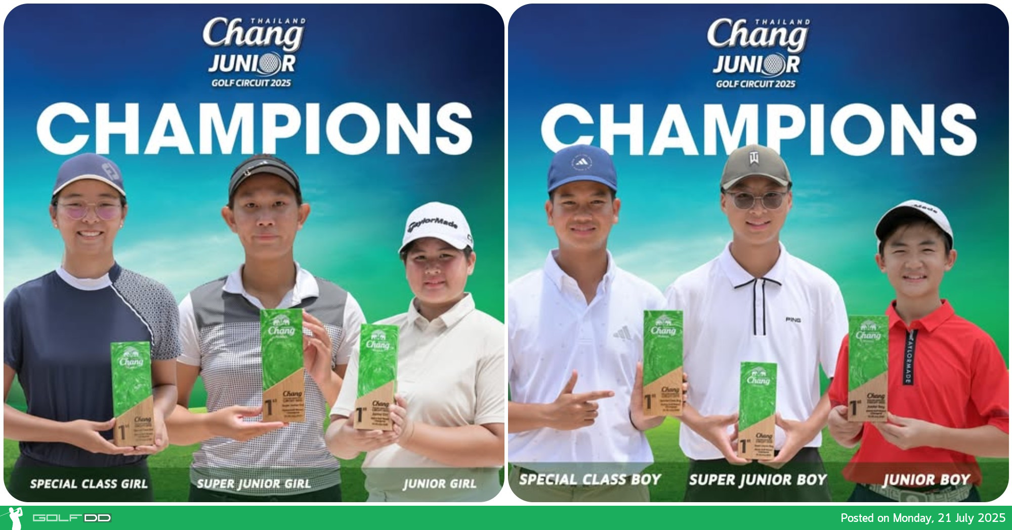 "ประภวัต-ซีวู-ศรีสุรางค์ ฟอร์มแรง คว้าแชมป์ Chang Junior Golf ที่เชียงใหม่" 