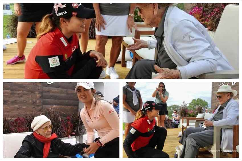 เอรียา จุฑานุกาล และปาจรีย์ อนันต์นฤการ กับ Shirley Spork วัย 94 ปี 