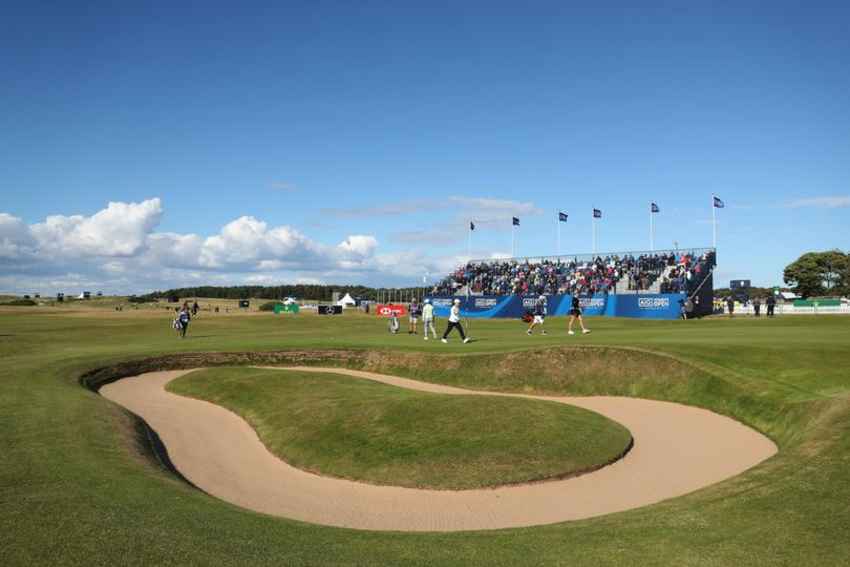 หลุมที่ยากเป็นอันดับสาม หลุมที่ 18 ของสนาม Muirfield พาร์ 71 ในรอบแรก AIG Women's Open 2022 