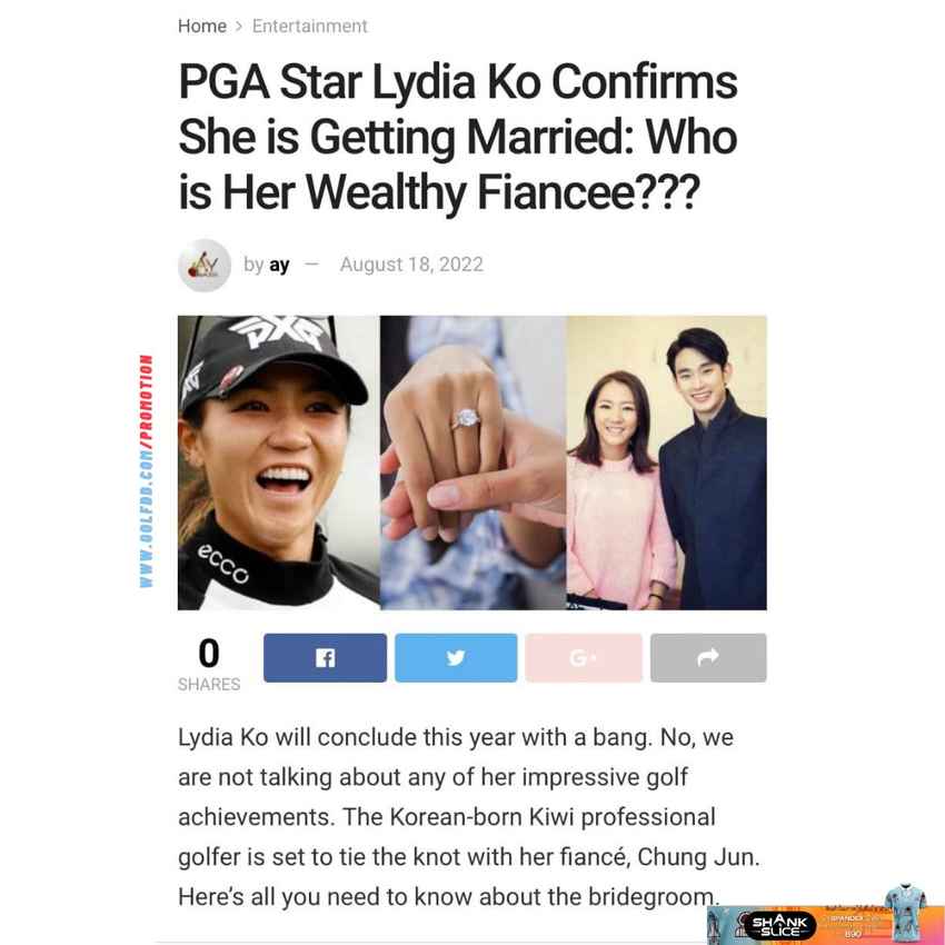 ลิเดีย โค โปรสาววัย 25 ปี รับหมั้นกับจองจุน ยืนยันหลังแต่งงาน โปรแกรมการเล่นกอล์ฟจะยังคงเหมือนเดิม 
