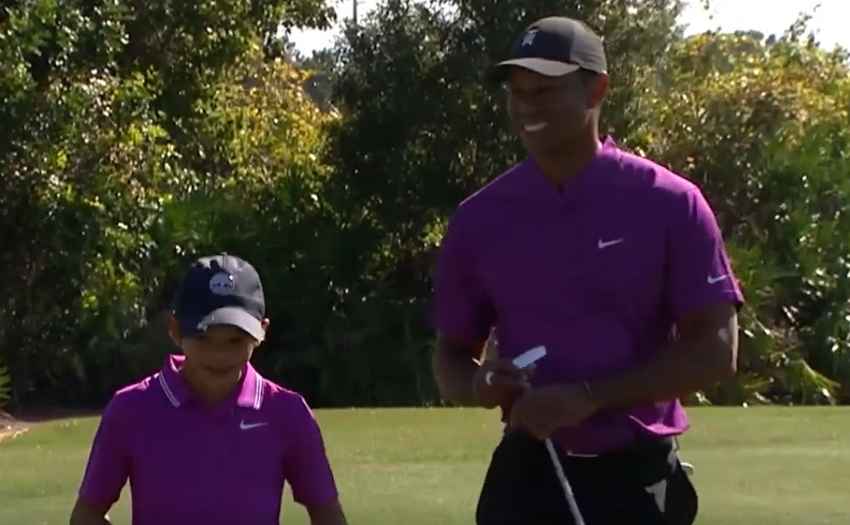 Highlight Charlie Woods' first ever eagle 