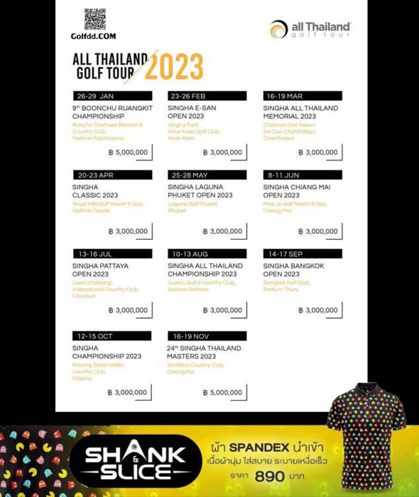 อัพเดตตารางการแข่งขันออลไทยแลนด์กอล์ฟทัวร์ 2023 