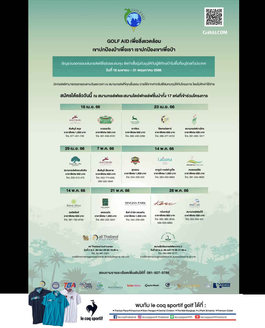 ร่วมการสนับสนุนและช่วยเหลือผ่านกิจกรรมกอล์ฟการกุศล ‘Golf Aid Charity for Environmental Safety’ 