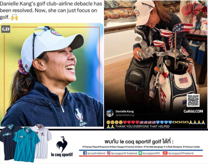 “Danielle Kang” “ถุงกับชุดไม้กอล์ฟ 13 ชิ้น” คู่กายหาย!..ช่วงต่อเครื่องจาก Amsterdam ไป Malaga สเปน 