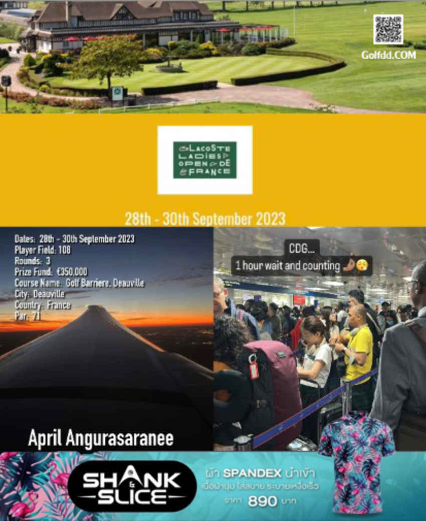 April" Chanoknan Angurasaranee ที่จะบินเดี่ยวไปลุยศึก LET ในงาน "Lacoste Ladies Open De France" 