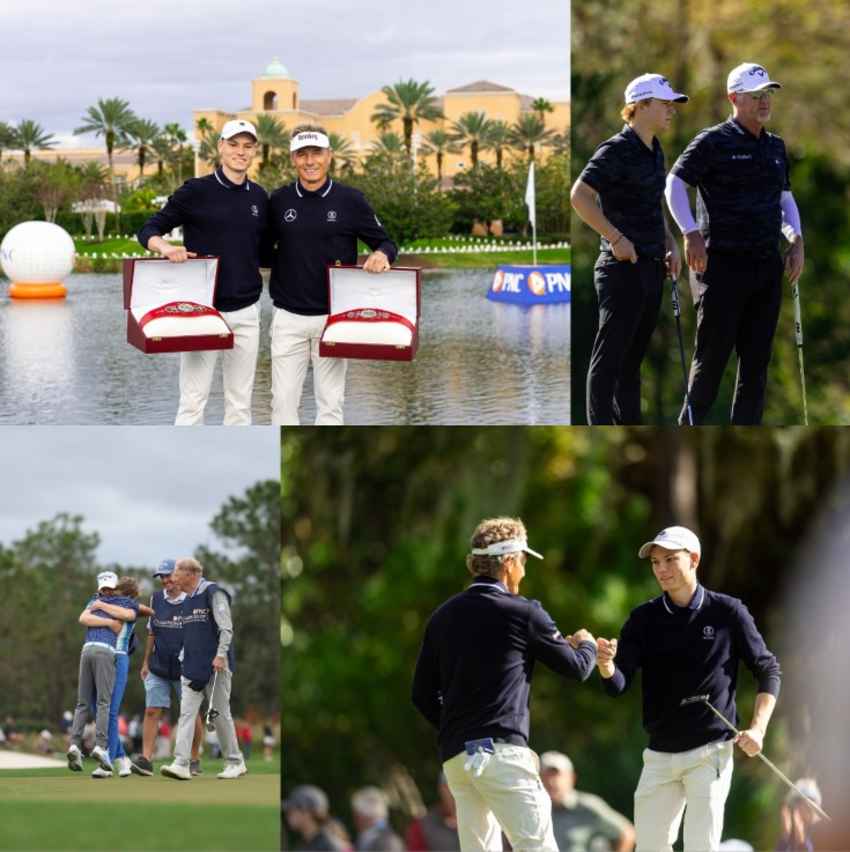 Major Champion Bernhard Langer and his 23-year-old son Jason carded a final round 59 to overcome a three-shot deficit to win the 2023 PNC Championship. 